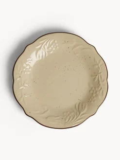 coincasa Piatto frutta in stoneware con filo marrone