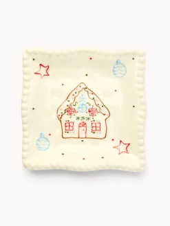 coincasa Piatto pane in porcellana motivo villaggio di Natale