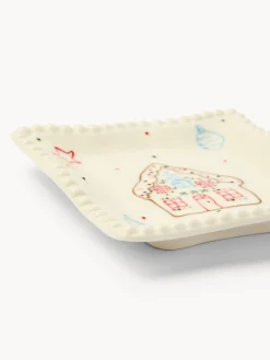 coincasa Piatto pane in porcellana motivo villaggio di Natale