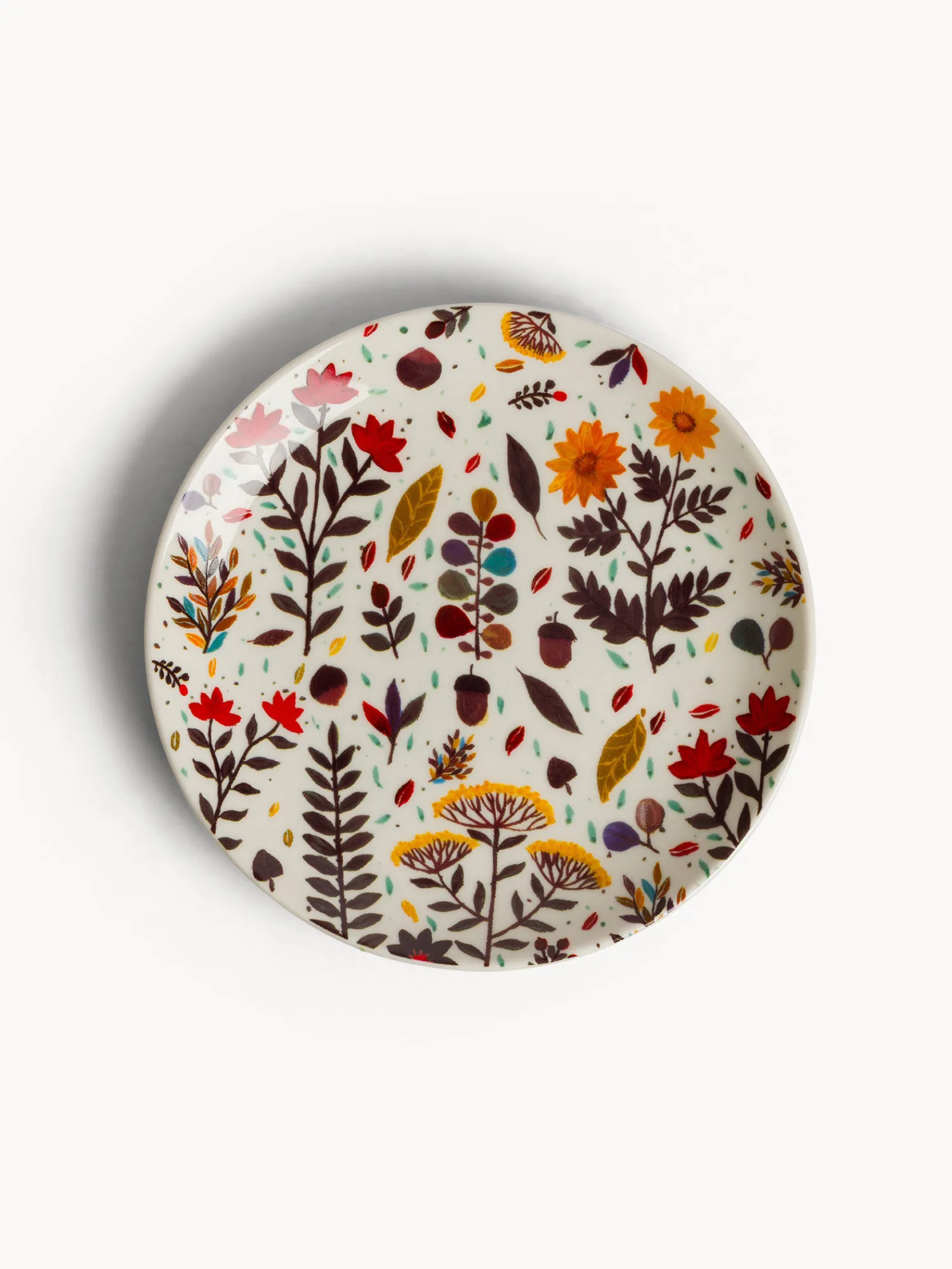 Piatto pane in stoneware motivo foglioline