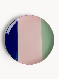 coincasa Piatto piano in ceramica a righe colorate
