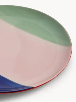 coincasa Piatto piano in ceramica a righe colorate