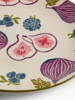Piatto piano in ceramica motivo fichi dipinto a mano