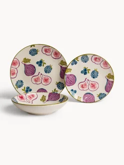 Piatto piano in ceramica motivo fichi dipinto a mano