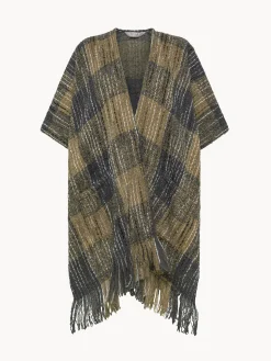 Poncho bouclé motivo tartan