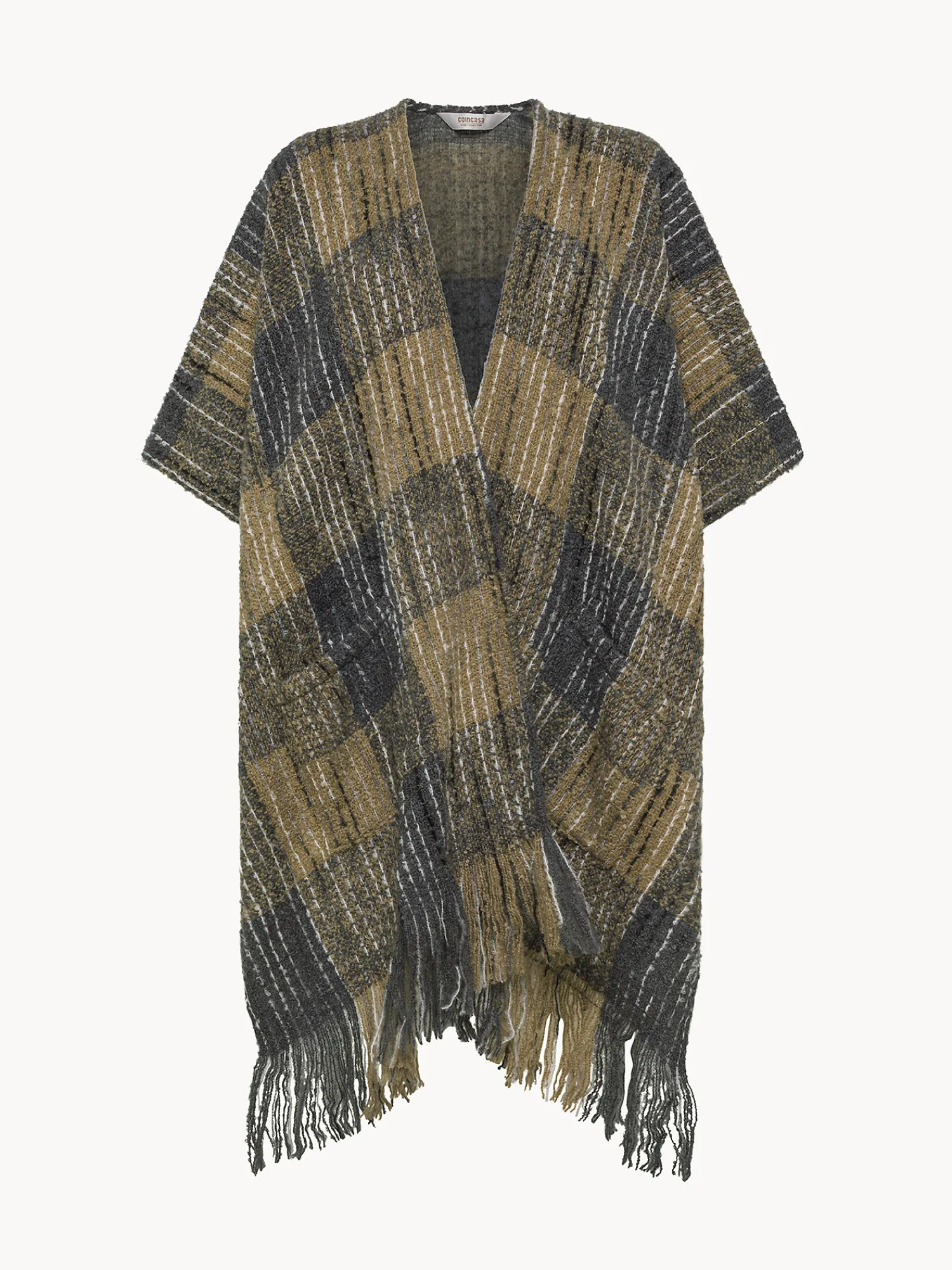 Poncho bouclé motivo tartan