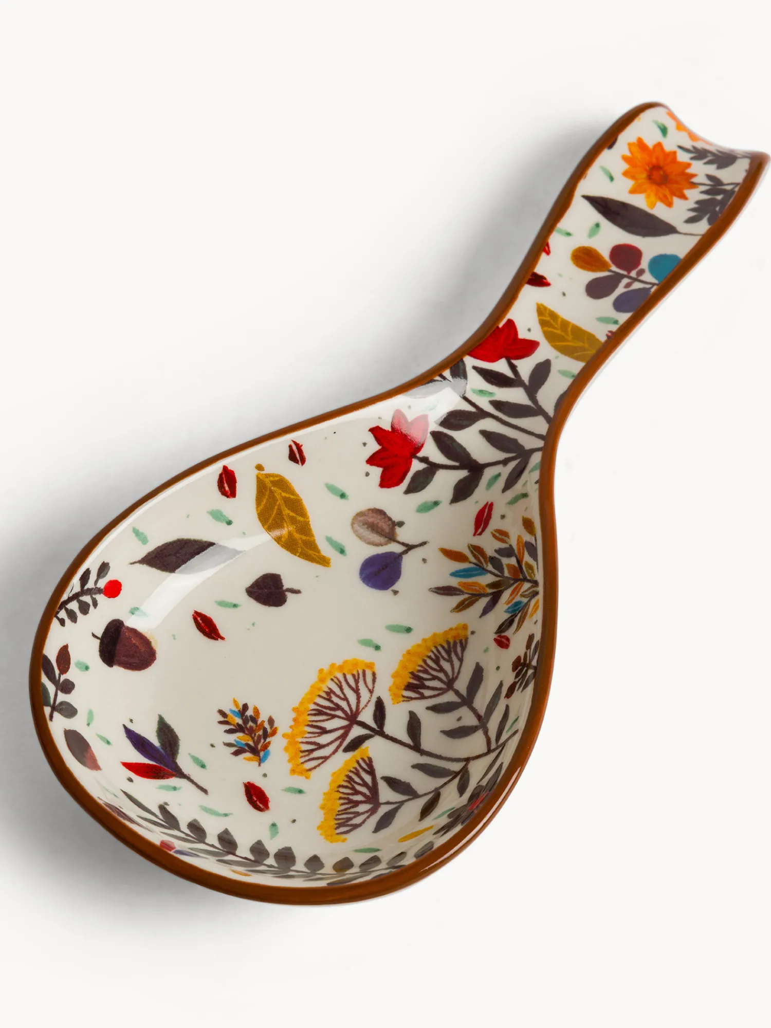 Porta mestolo in stoneware motivo foglioline