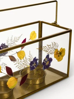 coincasa Porta t-light in vetro ed ottone con fiori secchi