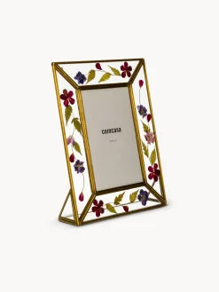 coincasa Porta t-light in vetro ed ottone con fiori secchi