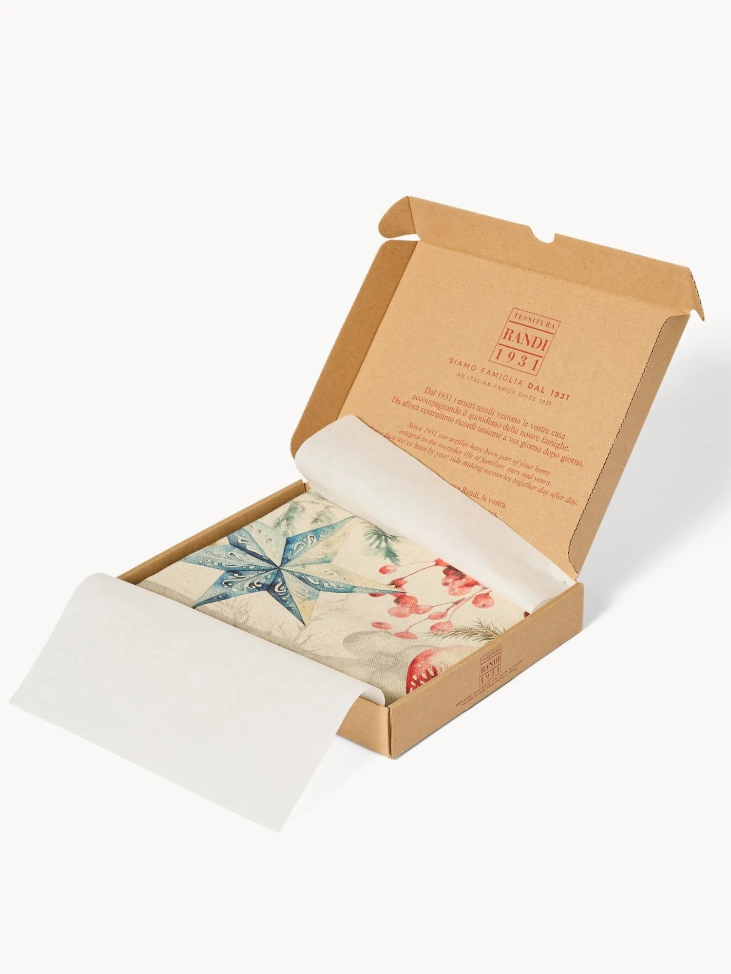 Runner in drill di puro cotone Bacche by Tessitura Randi