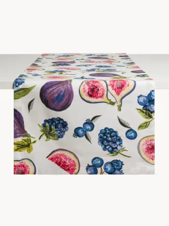 Runner in panama di puro cotone stampa fichi