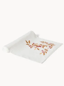 coincasa Runner in slub di puro cotone con ricamo foliage