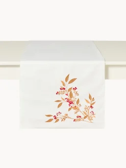 coincasa Runner in slub di puro cotone con ricamo foliage