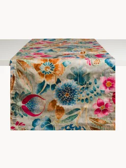 Runner in twill di puro cotone stampa floreale