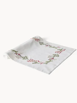 coincasa Runner twill di puro cotone ricamo agrifoglio