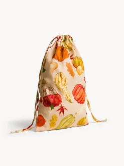 coincasa Sacchetto con lacci regolabili in panama di puro cotone stampa zucche