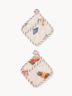 coincasa Scatola di latta regalo con set di 2 presine