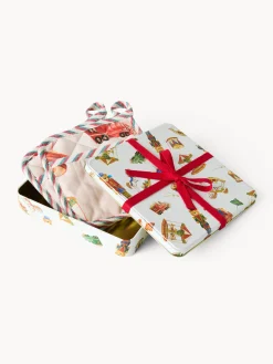 coincasa Scatola di latta regalo con set di 2 presine