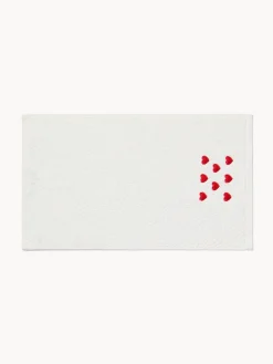 Set 2 asciugamani in spugna di cotone con ricamo a cuori