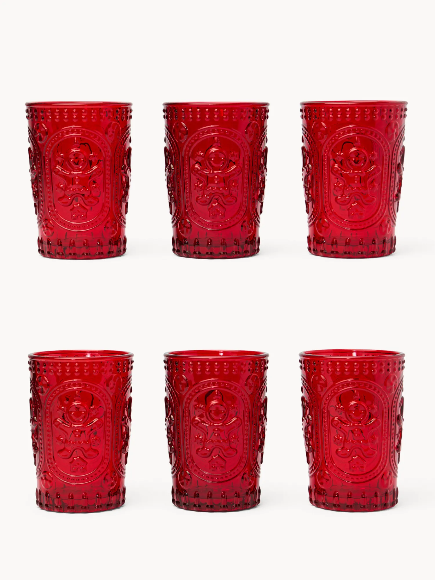 coincasa Set 6 bicchieri in vetro spruzzato dettaglio gingerbread