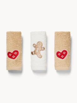 Set 3 lavette in spugna di cotone ricamo natalizio