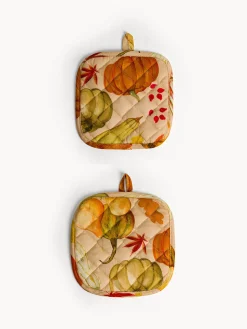 coincasa Set 2 presine in panama di puro cotone stampa zucche
