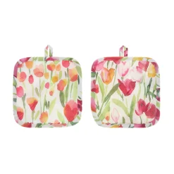 coincasa Set 2 presine puro cotone stampa tulipani