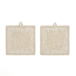 coincasa Set 2 presine puro cotone fiammato con ricami