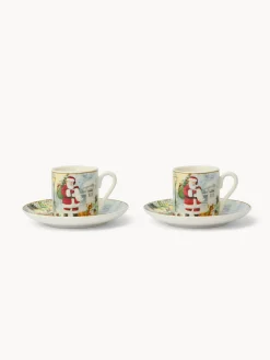coincasa Set 2 tazze caffè in new bone china Babbo Natale vintage