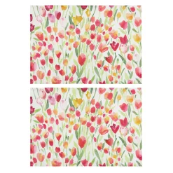 coincasa Set 2 tovagliette panama di cotone stampa tulipani