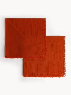 coincasa Set 2 tovaglioli in mussola di puro cotone con frangette