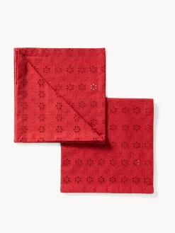 coincasa Set 2 tovaglioli in puro cotone con ricamo sangallo