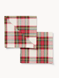coincasa Set 2 tovaglioli tartan in puro cotone tinto filo