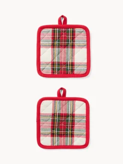 coincasa Set di 2 presine tartan in puro cotone tinto filo