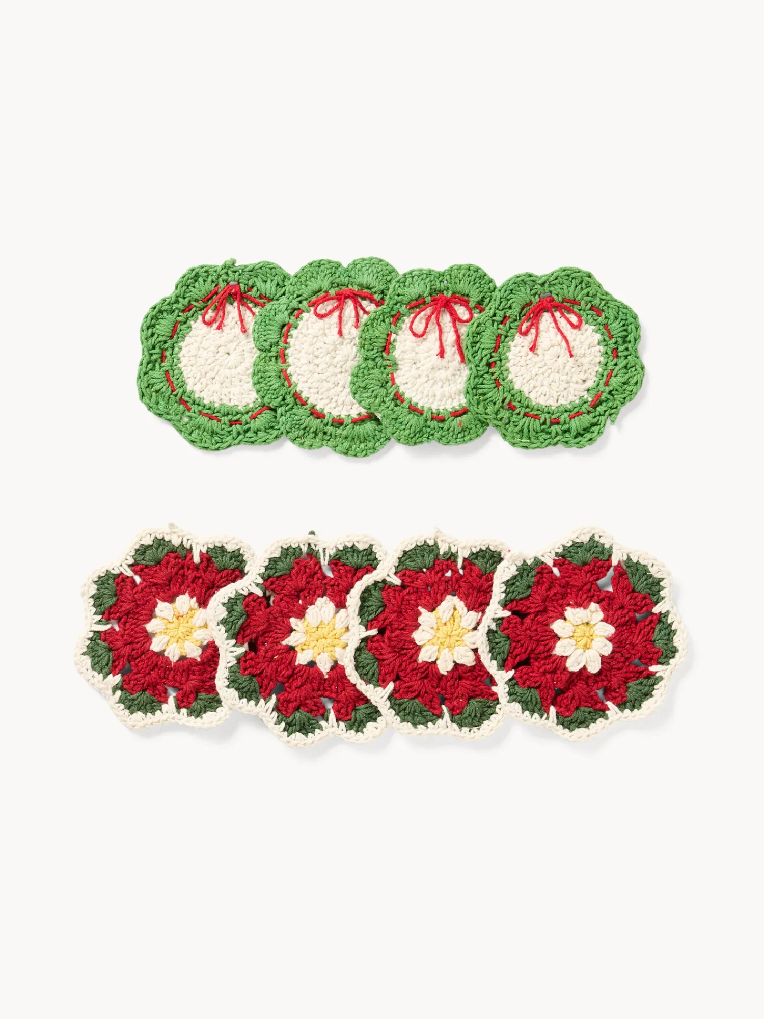 coincasa Set di 4 sottobicchieri crochet in puro cotone