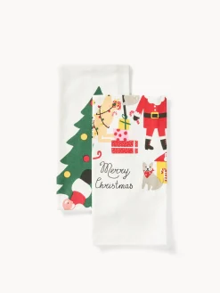 coincasa Set di 2 strofinacci natalizi in puro cotone