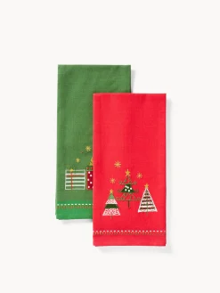 coincasa Set di 2 strofinacci natalizi in puro cotone