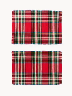 coincasa Set di 2 tovagliette tartan a costine in puro cotone tinto filo