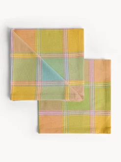 coincasa Set di 2 tovaglioli in cotone check pastello
