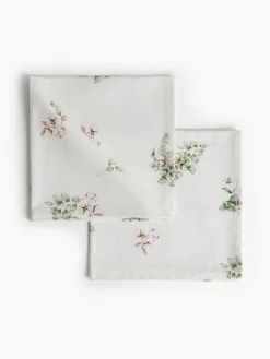 coincasa Set di 2 tovaglioli in drill di cotone Fiori di cotone by Tessitura Randi