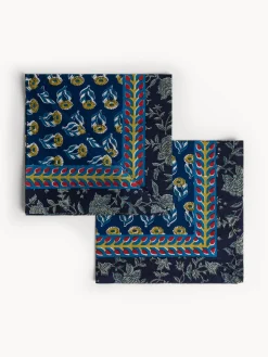 coincasa Set di 2 tovaglioli in puro cotone stampa block print