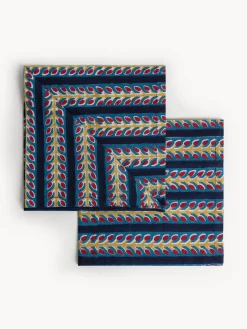 coincasa Set di 2 tovaglioli in puro cotone stampa block print