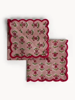 coincasa Set di 2 tovaglioli in puro cotone con stampa block print