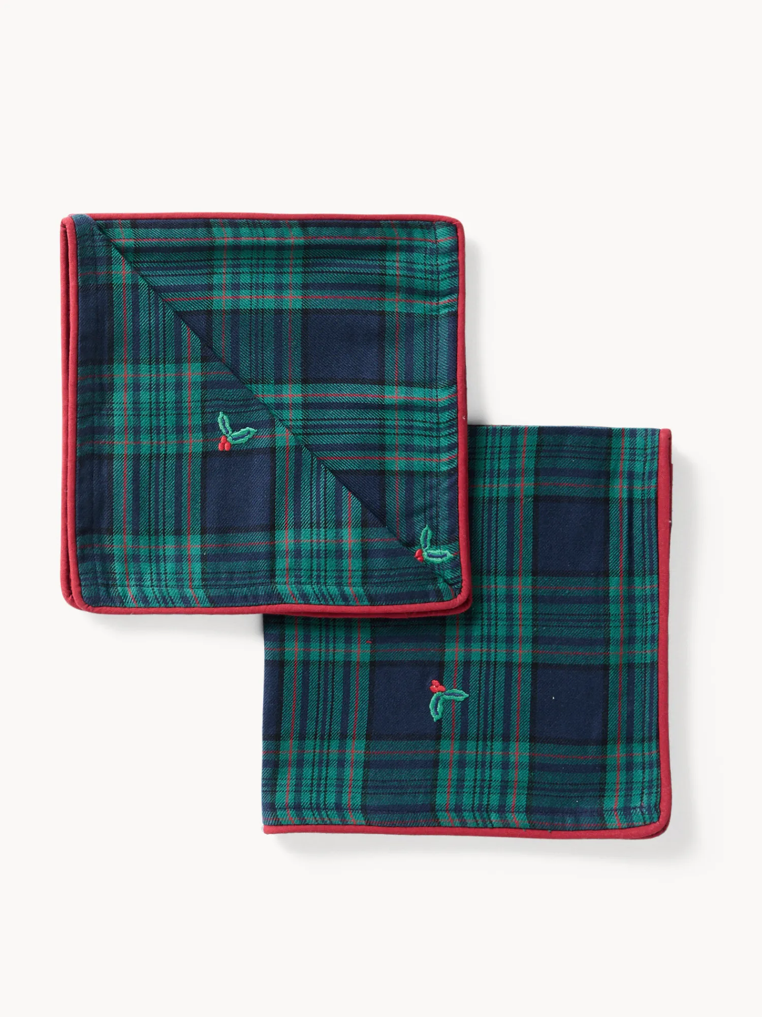 coincasa Set di 2 tovaglioli in puro cotone con overlock a contrasto