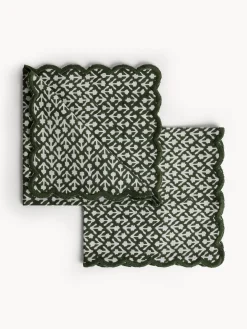 coincasa Set di 2 tovaglioli in puro cotone con stampa block print