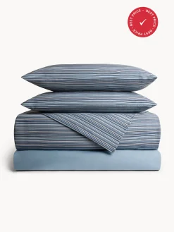 coincasa Set lenzuolo in puro cotone a righe