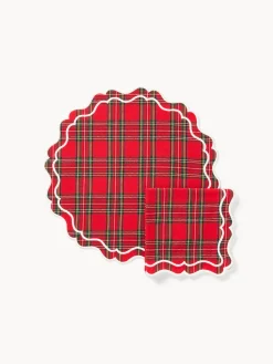 coincasa Set tovaglietta e tovagliolo tartan in puro cotone