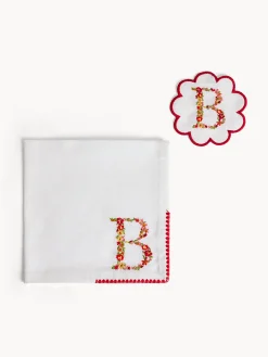 Set tovagliolo e sottobicchiere lettera ricamata B