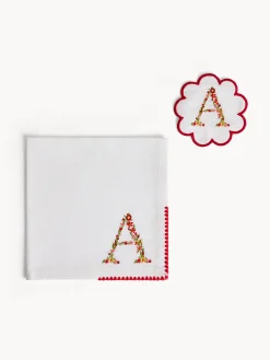 Set tovagliolo e sottobicchiere lettera ricamata A