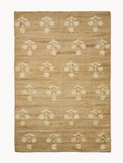 coincasa Tappeto rettangolare in 100% iuta con fiori bianchi